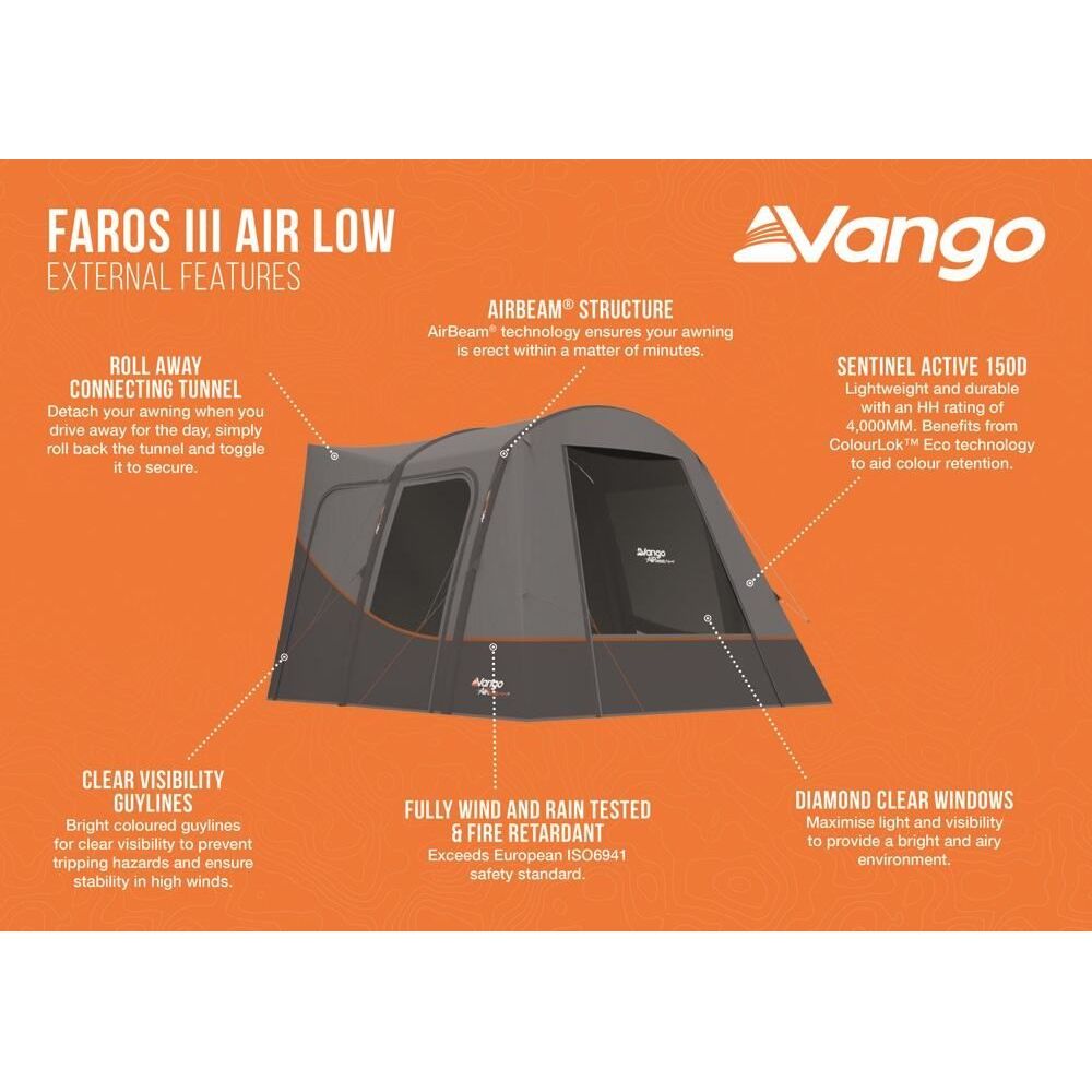 Vango Faros III Air Low Drive Away Awning Low Cloud Grey