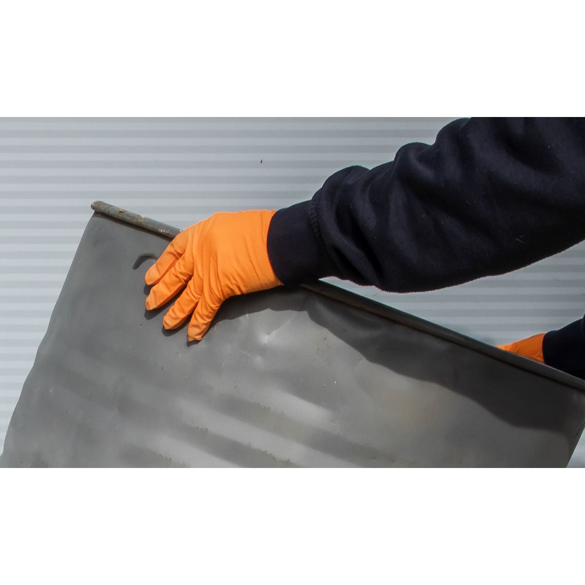 Sealey Orange Diamond Grip Extra-Thick Nitrile Powder-Free Gloves X-Large Pack o