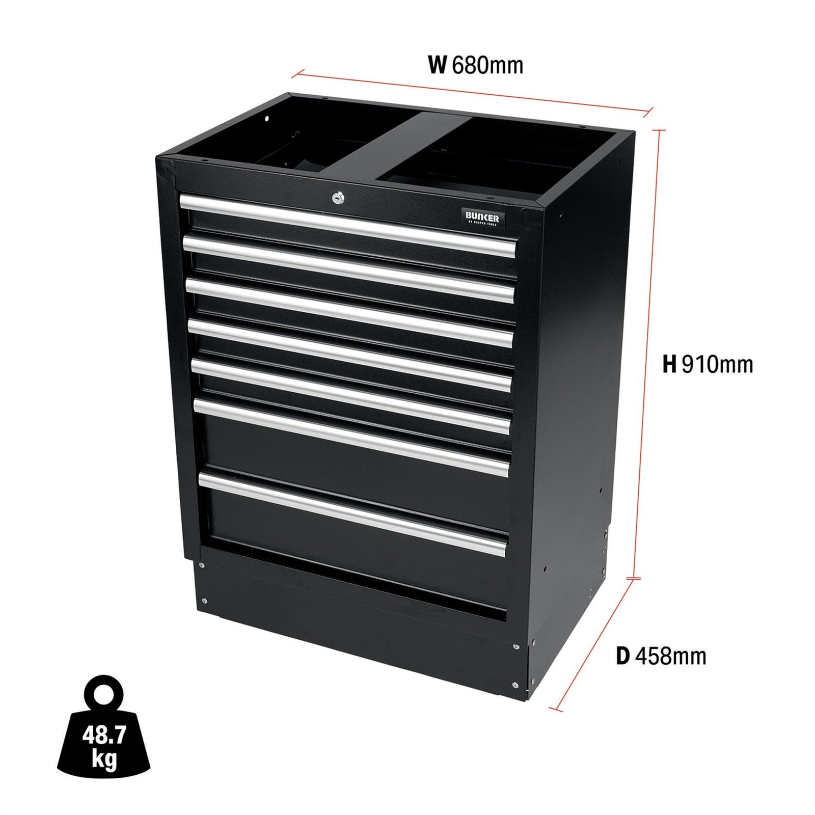 Draper BUNKER Modular Floor Cabinet, 7 Drawer, 680mm 31706
