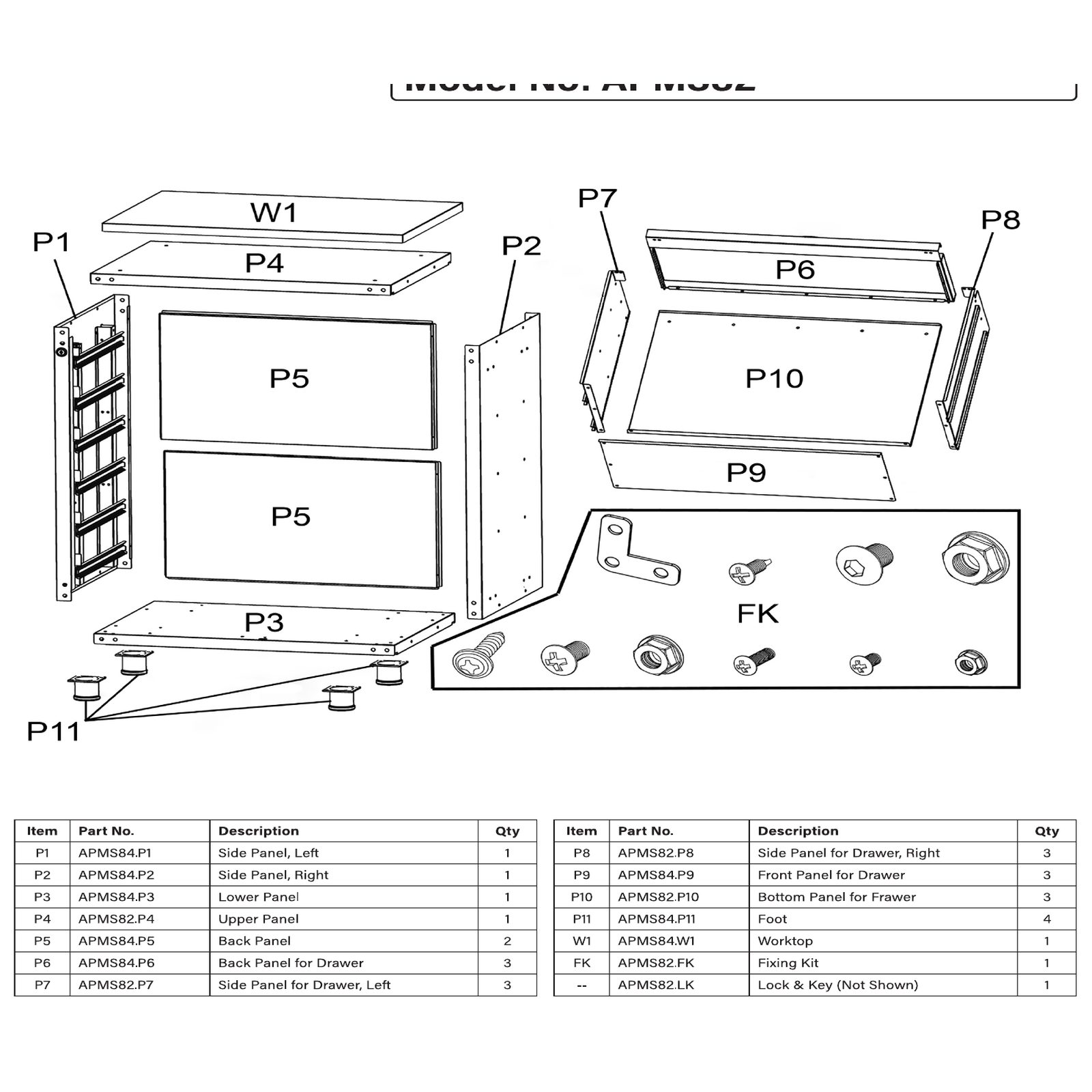 Sealey Back panel for extra-large drawer APMS84.P6