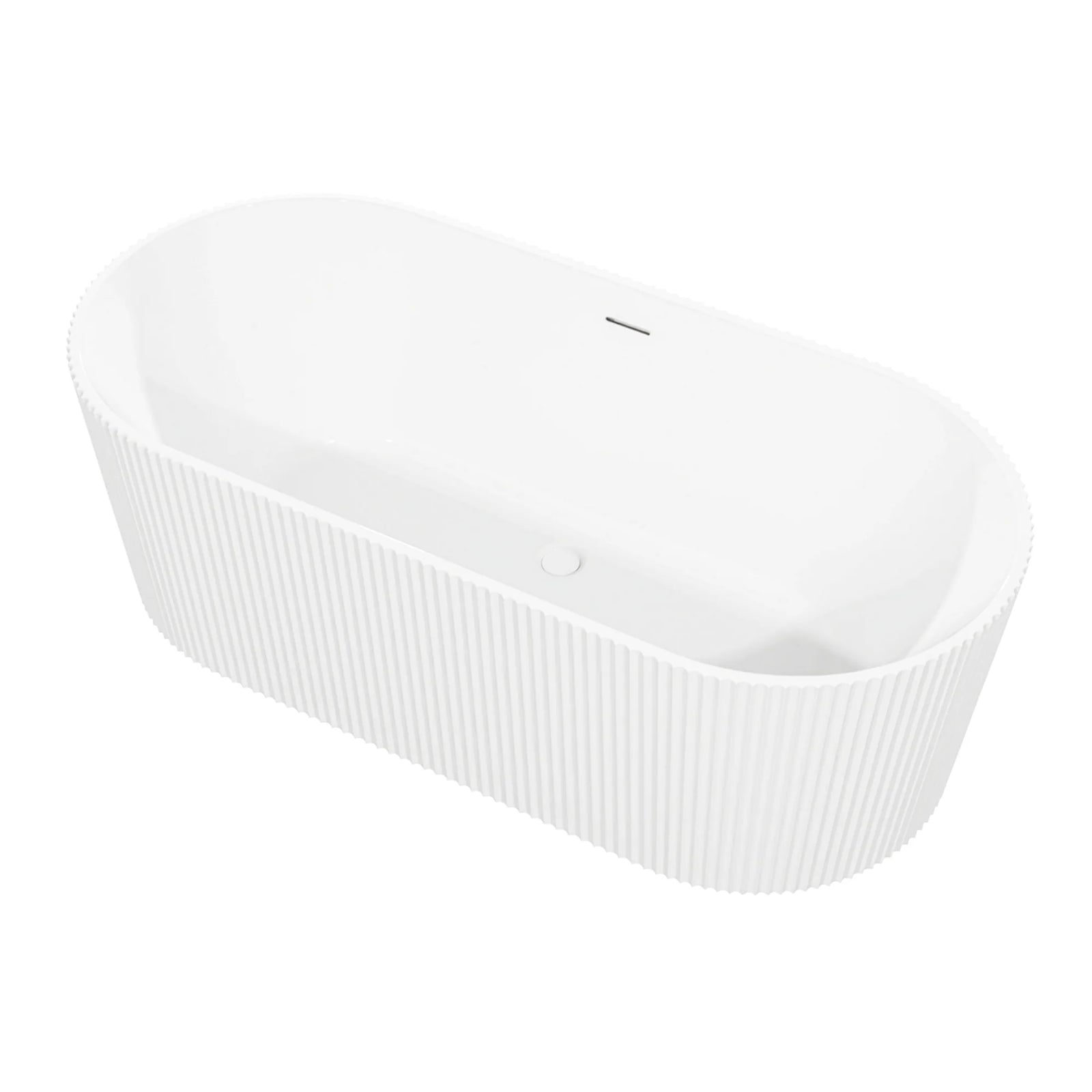 Baridi Double-Ended Fluted Bath 150cm Gloss White