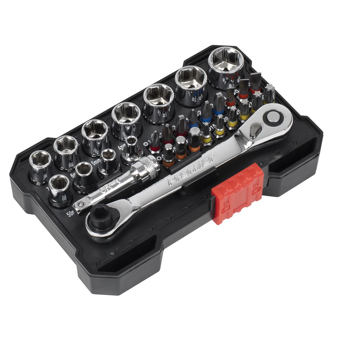 Sealey Premier Premier Socket & Colour-Coded Bit Set 1/4"Sq Drive 31pc AK2111