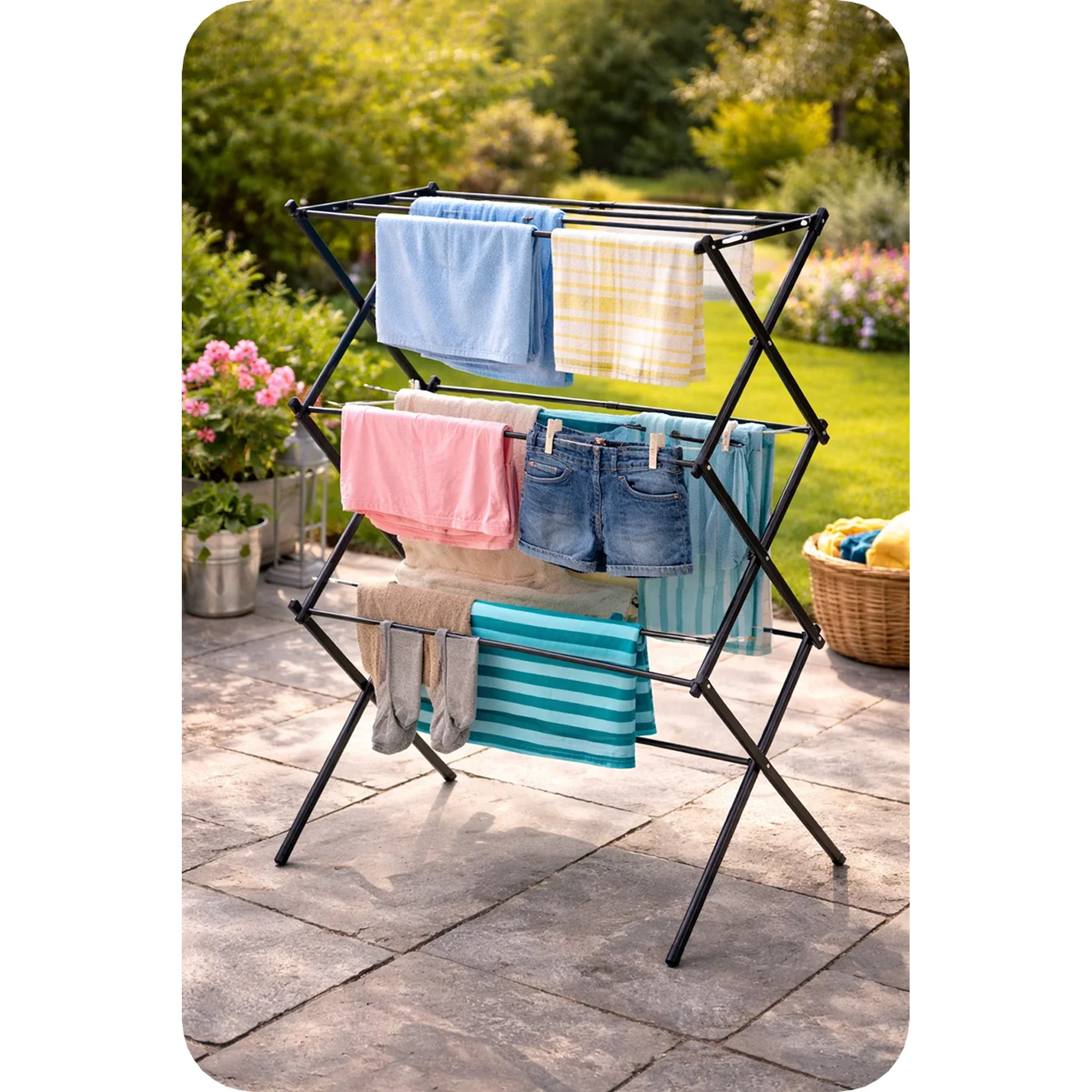 Quest Folding Airer - 0.5kg Lightweight Steel Drying Rack