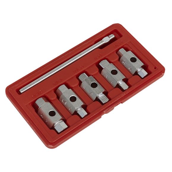 Sealey 6pc Double End Drain Key Tool Set Engine Gearbox Sump Plug in Case
