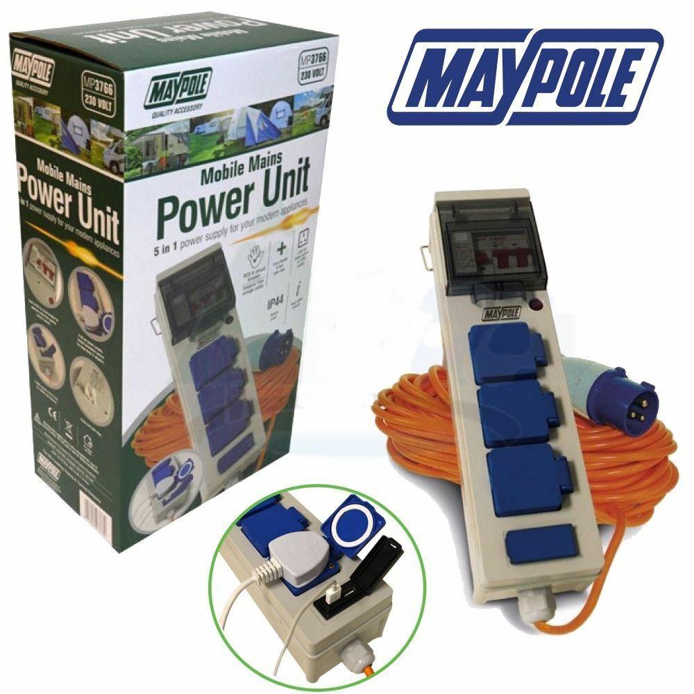 Maypole 15M MP3766 Triple Mains Hookup Mobile Power Unit 230V 13A With USB Ports