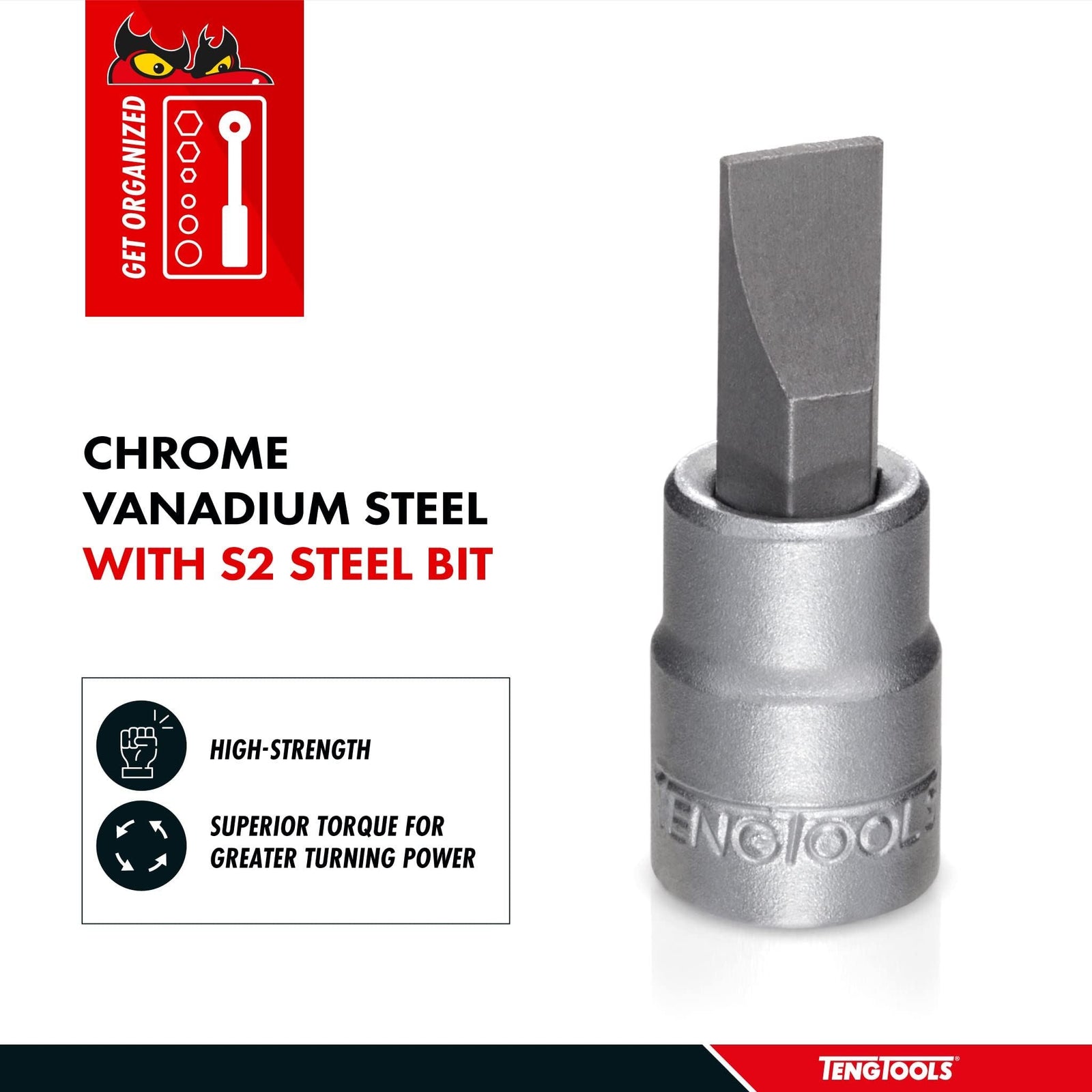 Teng Tools 1/4" Flat Bit Socket 4mm