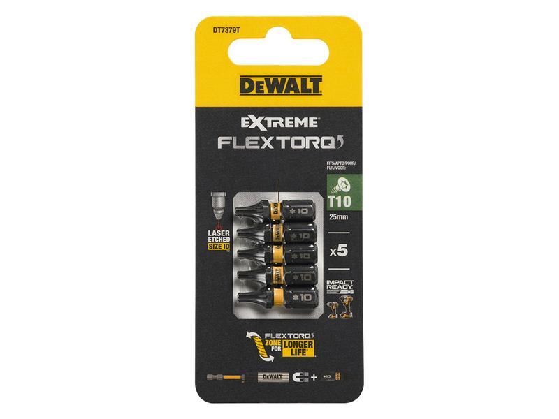 DeWALT Power Tools EXTREME FlexTORQ Bits T10 x 25mm (Pack 5)