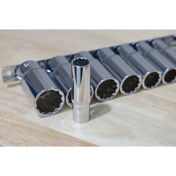 Sealey Socket Set 11pc 3/8"Sq Drive 12pt Deep WallDrive Imperial AK2673