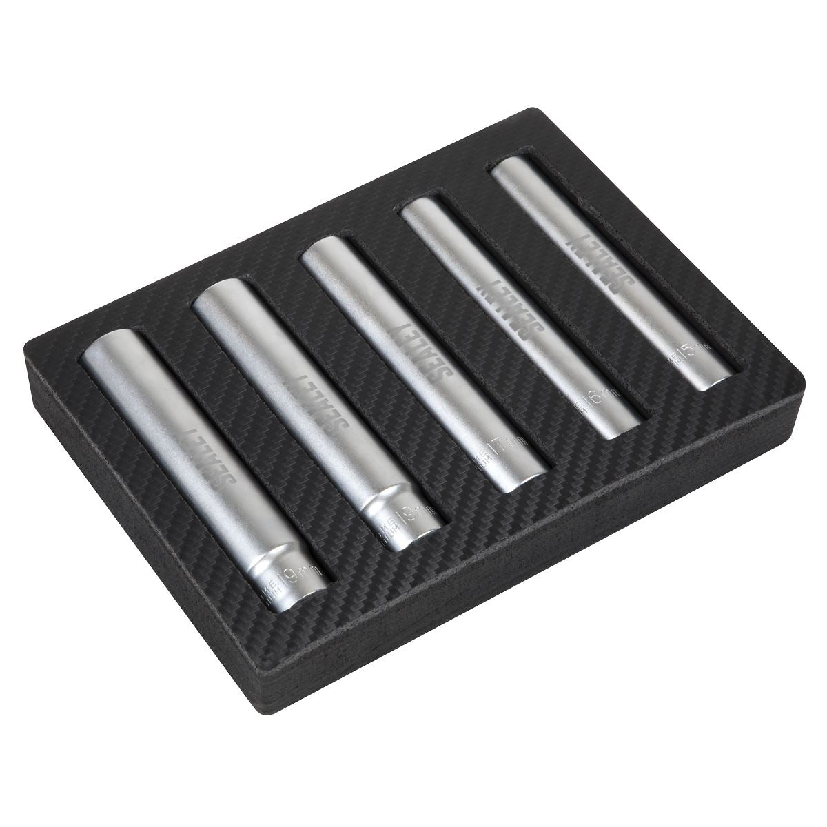 Sealey Extra-Deep Socket Set 3/8"Sq Drive 15, 16, 17, 18 & 19mm 5pc SX1519