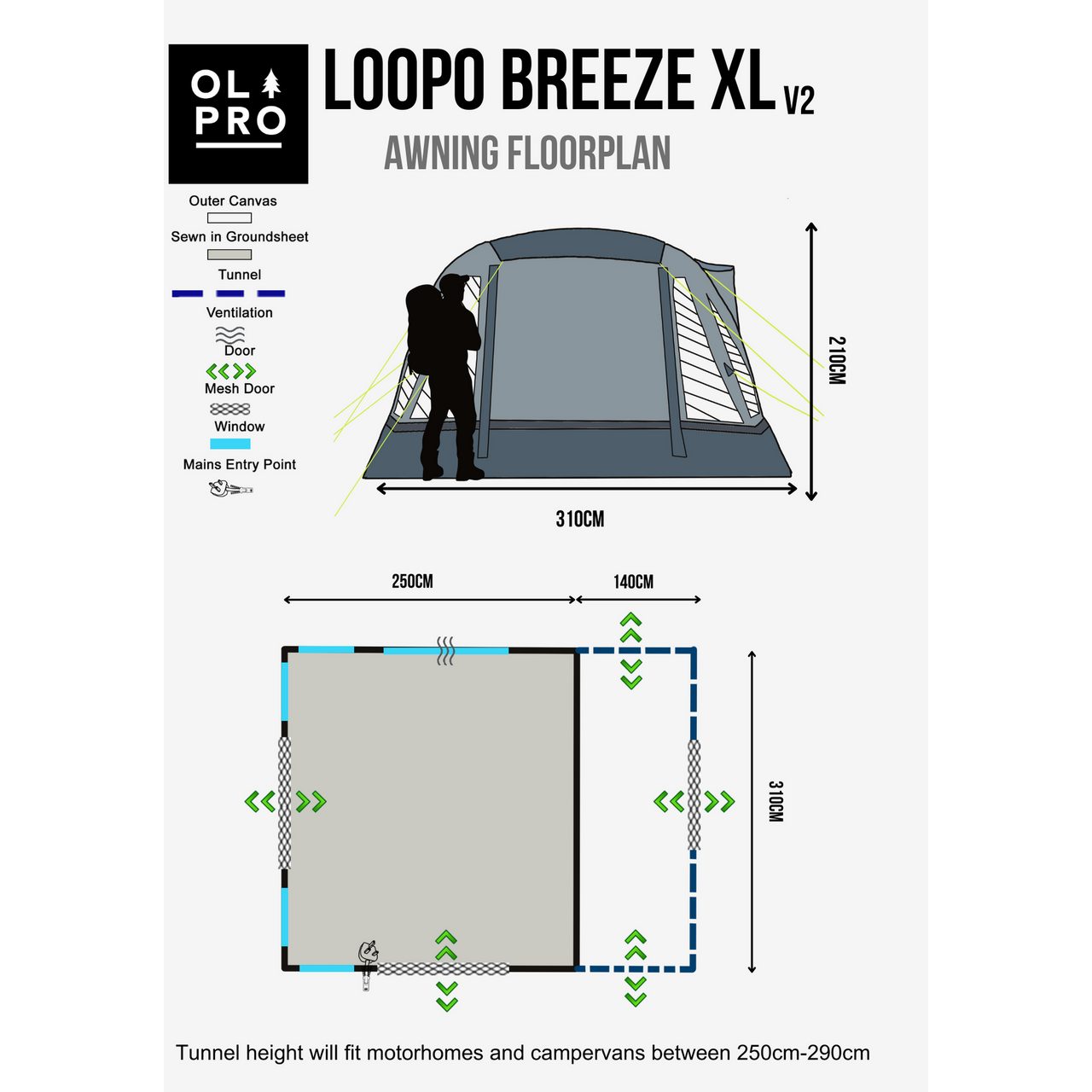 Olpro Loopo Breeze XL v2 Motorhome Awning ( Grey)