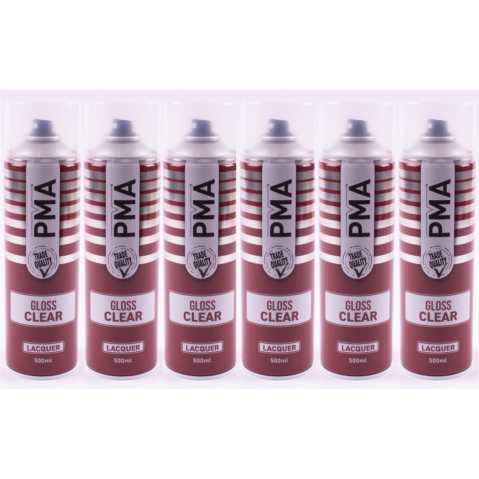 6x PMA Clear Laquer Spray Acrylic Top Coat 500ml