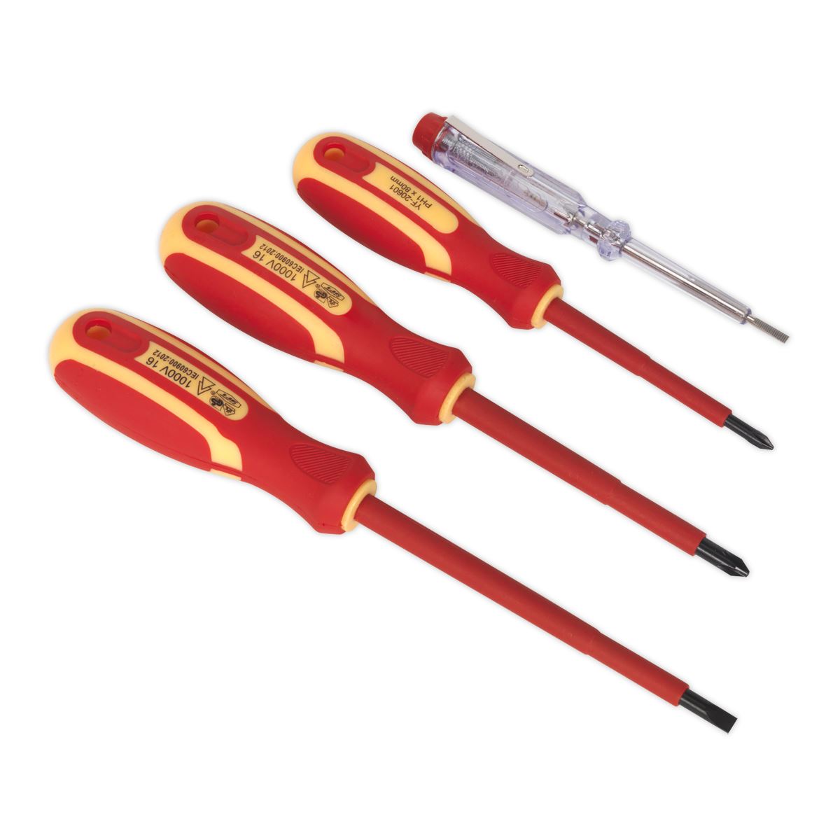 Siegen 4pc VDE Approved Electricians Screwdriver Set Mains Tester Phillips SL PH