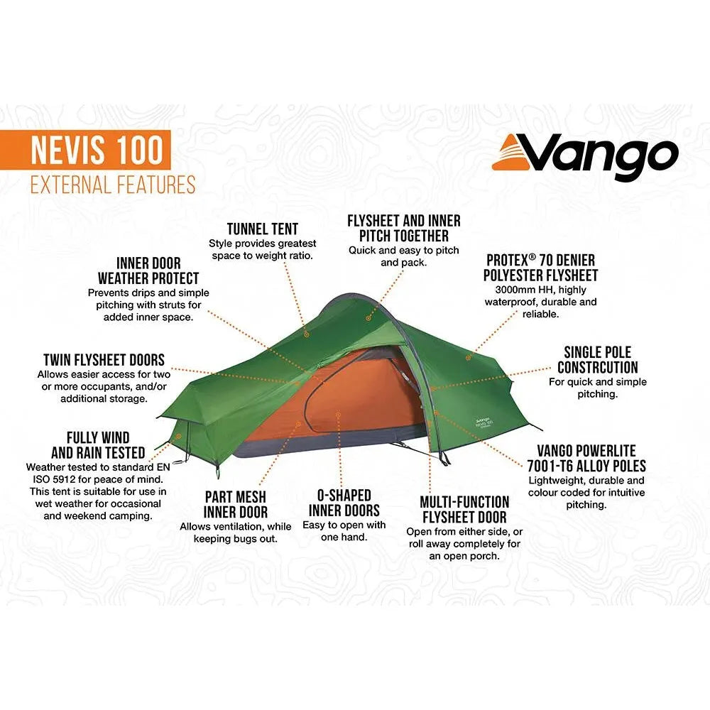 Vango Nevis 100 Pamir Green 1 Person Tent