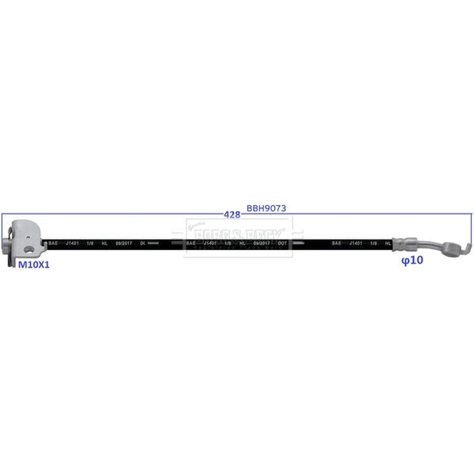 Borg & Beck Brake Hydraulic Hose Line Rear Left BBH9073