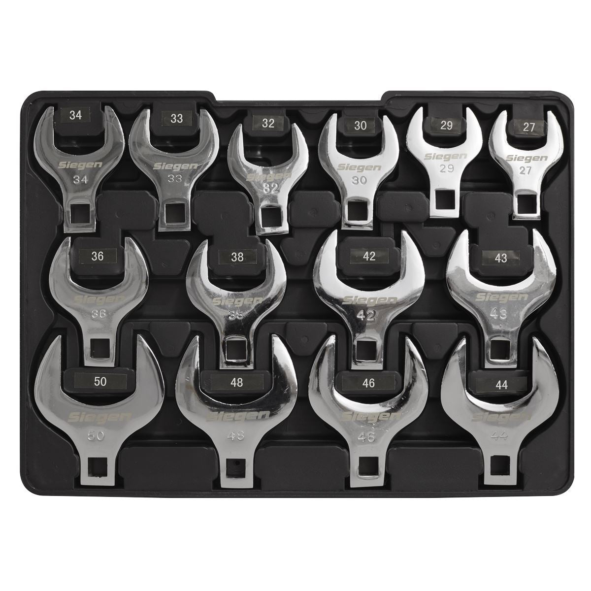 Seigen by Sealey Crow's Foot Open End Spanner Set 14pc 1/2"Sq Drive Metric