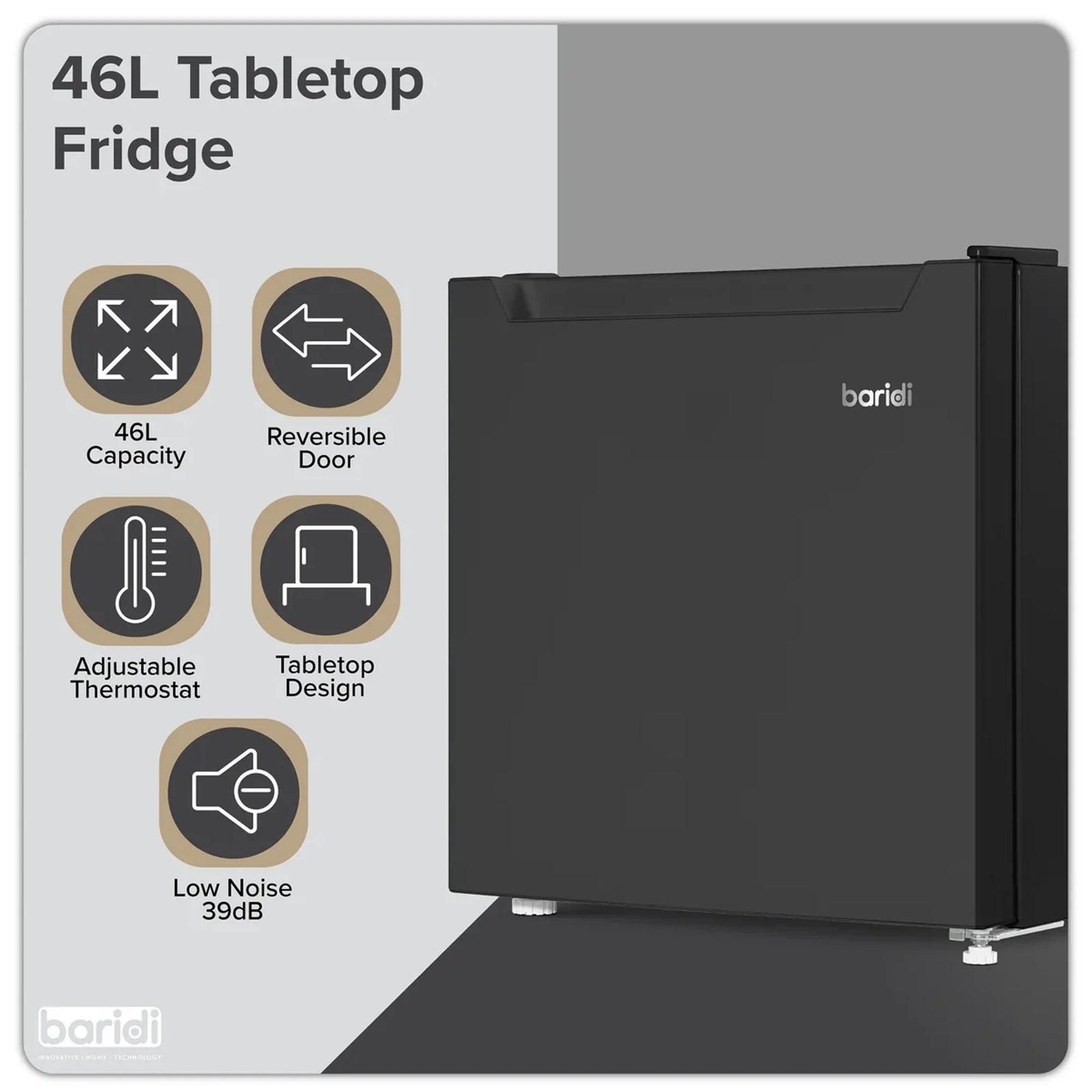 Baridi Tabletop Fridge DH257 46L Capacity with Ice Box