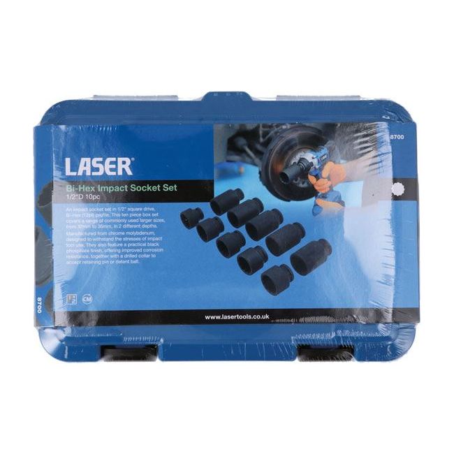Laser Bi-Hex Impact Socket Set 1/2"D 10pc 8700