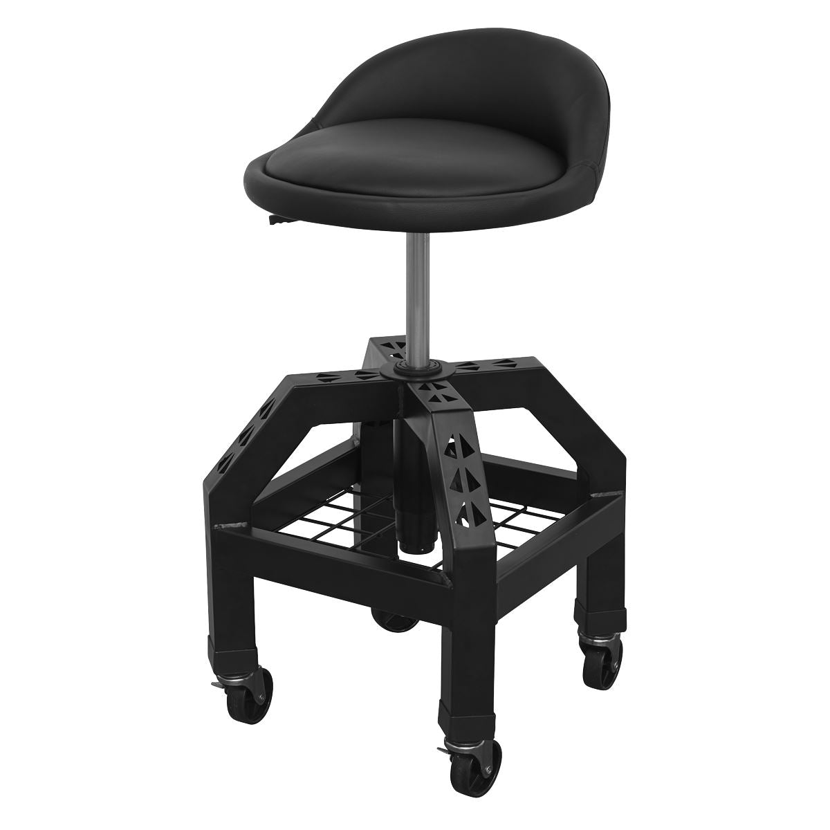 Sealey Creeper Stool Pneumatic with Adjustable Height Swivel Seat & Back Rest