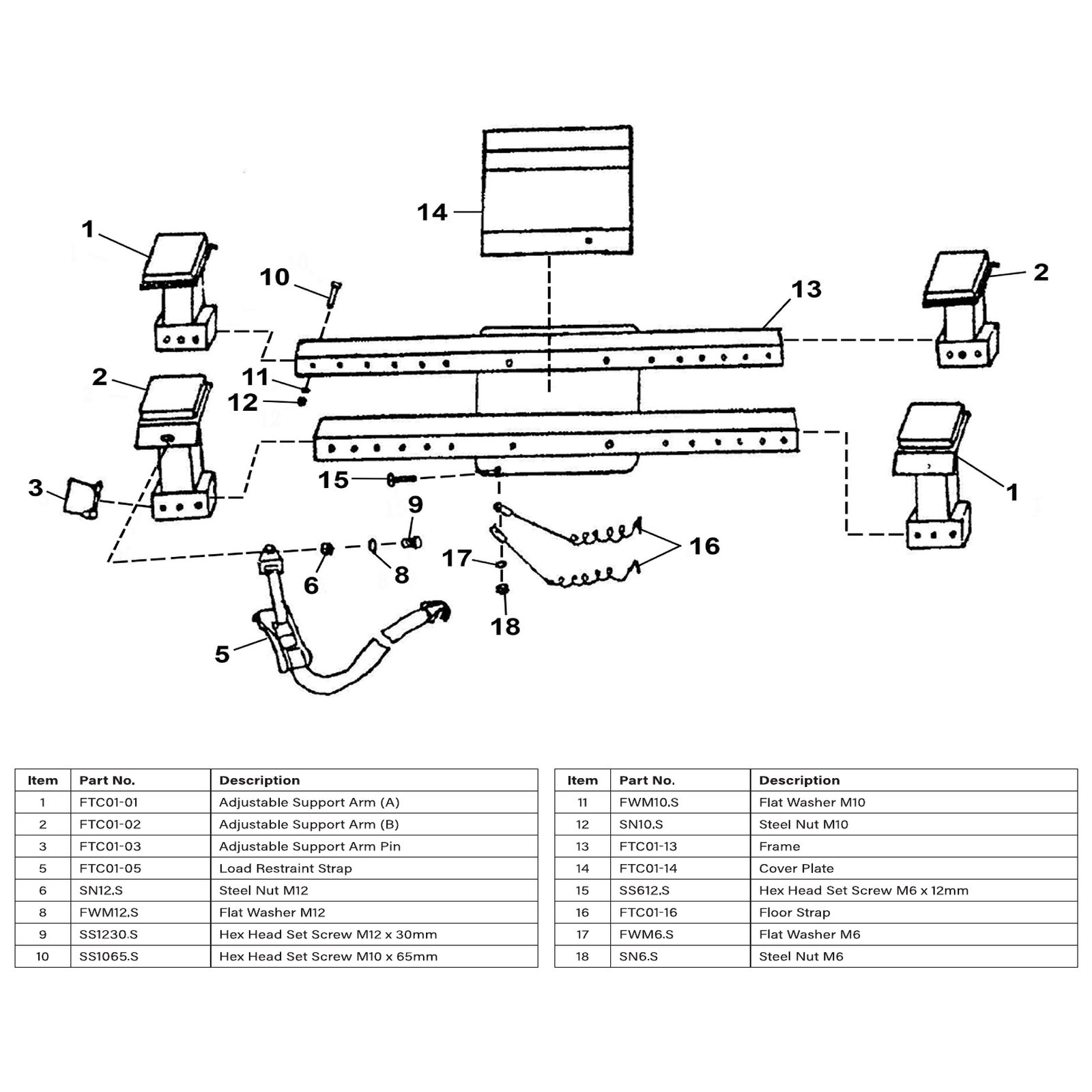 Sealey Adjustable Support Arm (B) FTC01-02