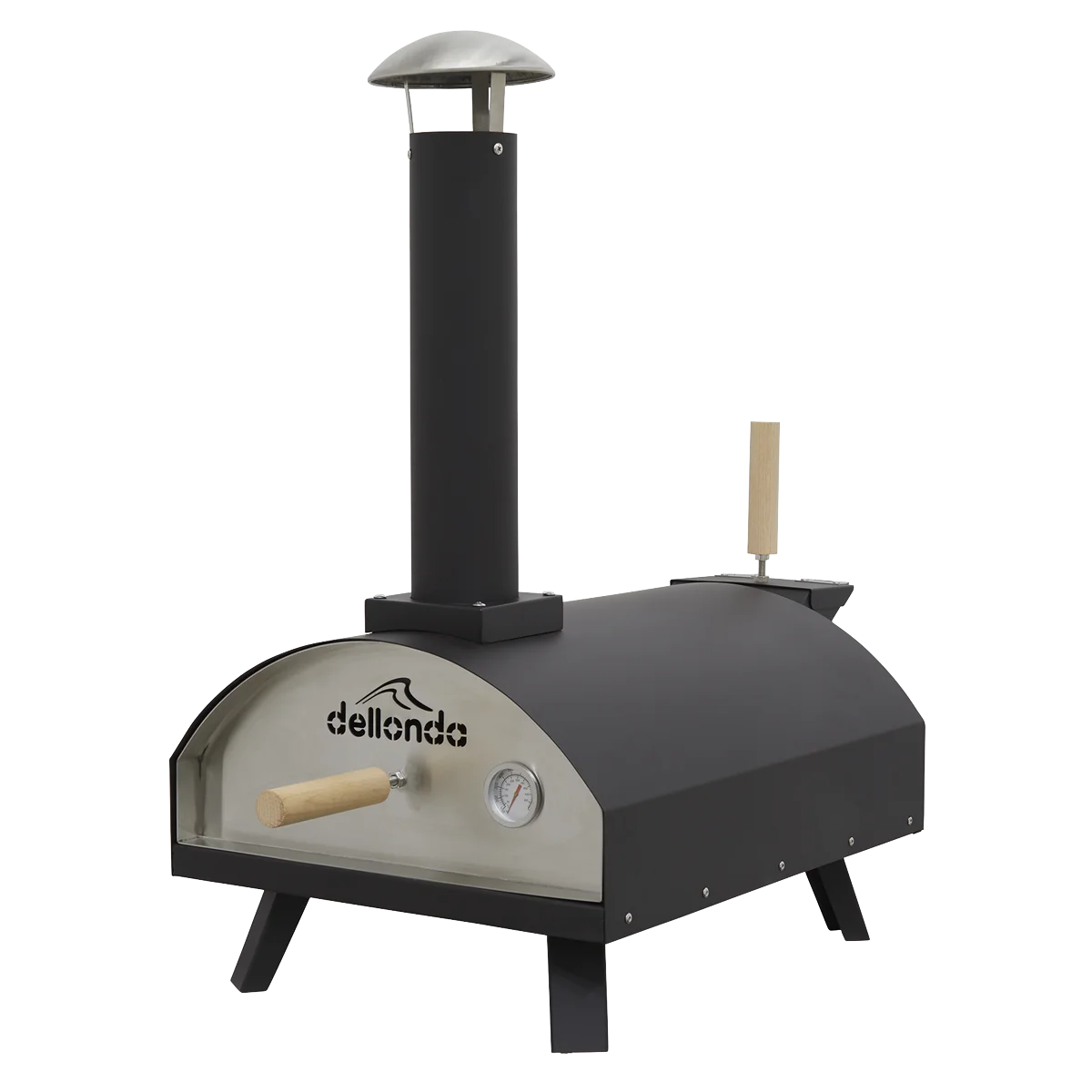 Dellonda Portable Wood-Fired 14" Pizza Oven and Smoking Oven Black/Stainless Steel