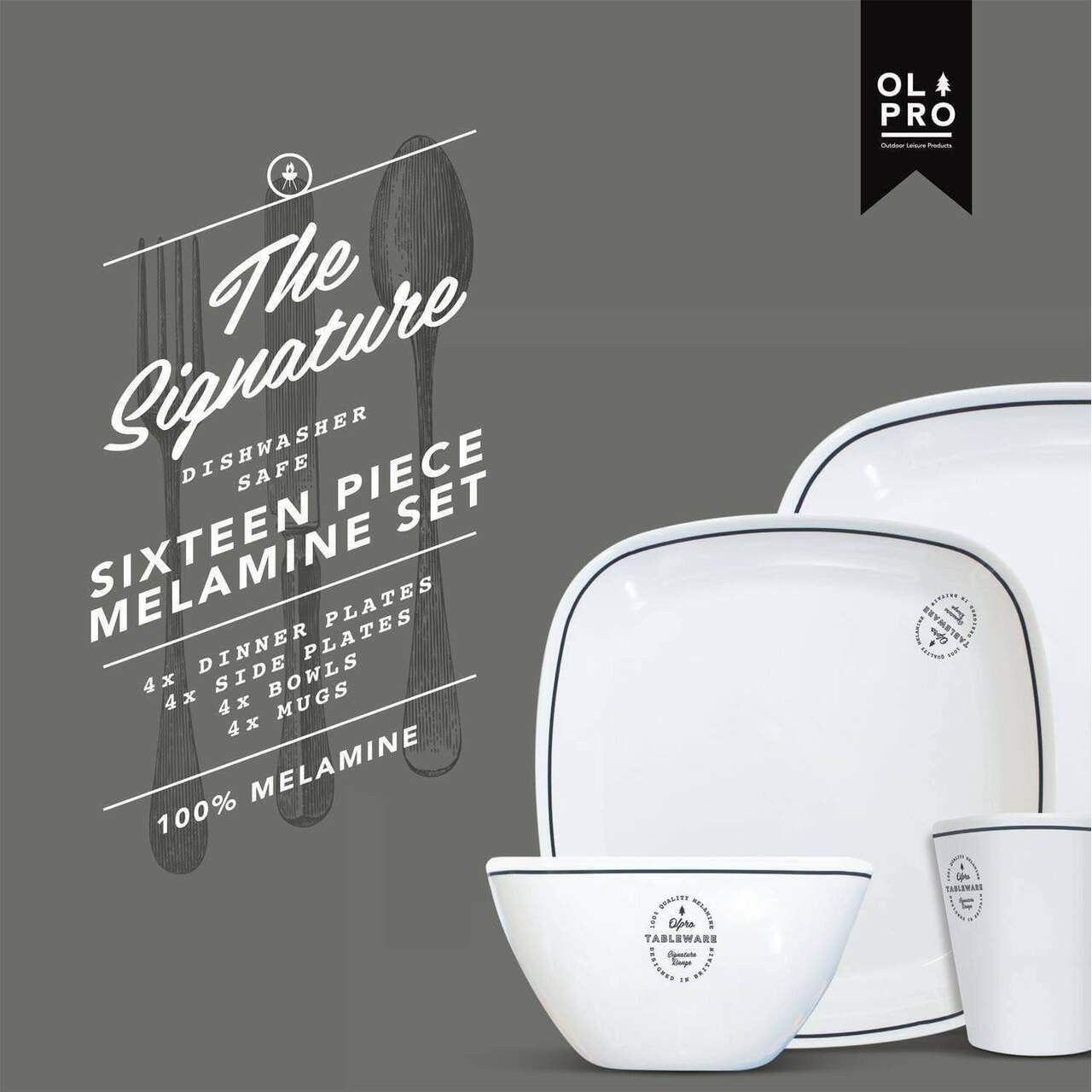 Olpro Signature Square Melamine Set (16 Piece)