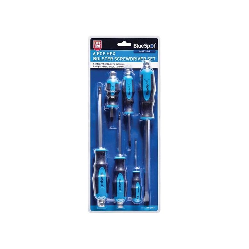Bluespot Tools Hex Bolster Screwdriver Set, 6 Piece