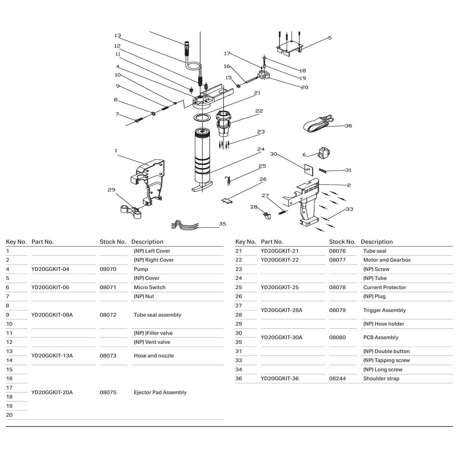 Draper Hose and Nozzle YD20GGKIT-13A 08073