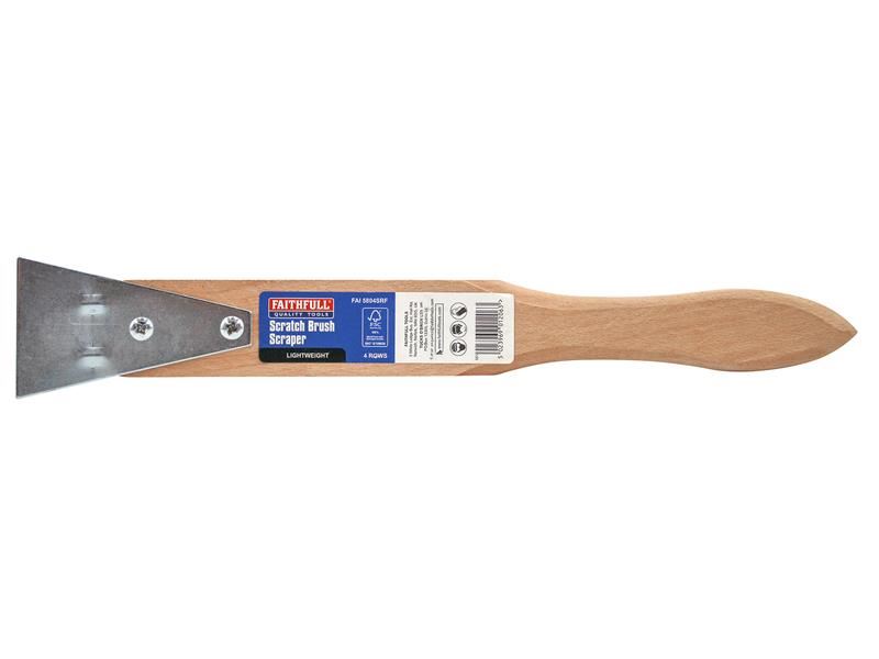 Faithfull Lightweight Scratch Brush with Scraper, Four Row