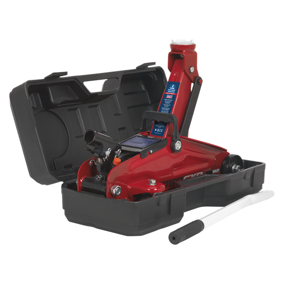 Sealey Trolley Jack 2 Tonne Short Chassis with Storage Case 1050CXD