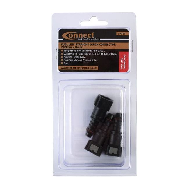 Connect Straight Fuel Line Quick Connectors 7.89 x 8mm 3pc 37213