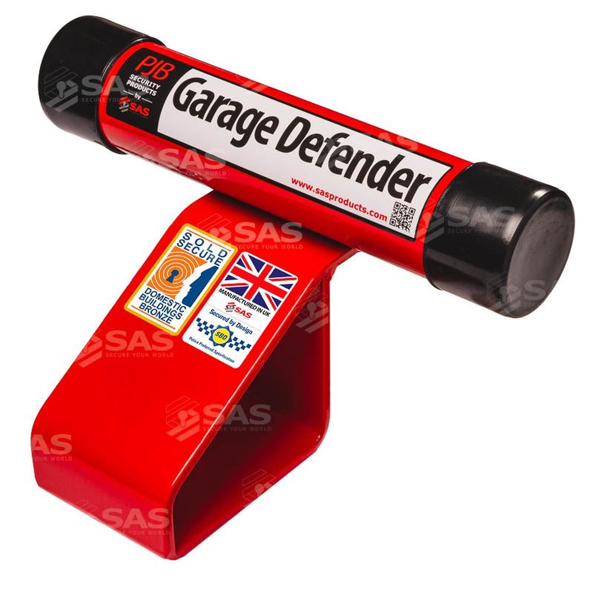 SAS PJB Garage Defender for Up-and-Over Garage Doors Bolt Down / Red / Lock Keyed Alike