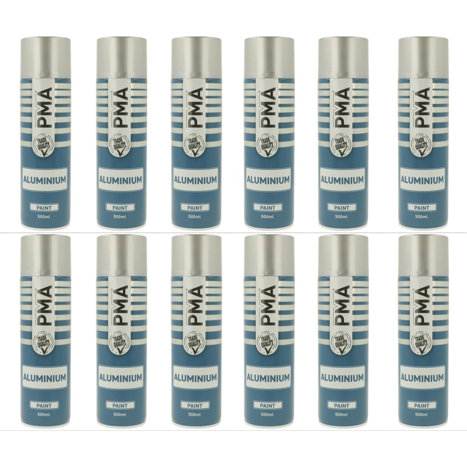 12x PMA Professional Aluminium 500ml Spray Paint High Coverage