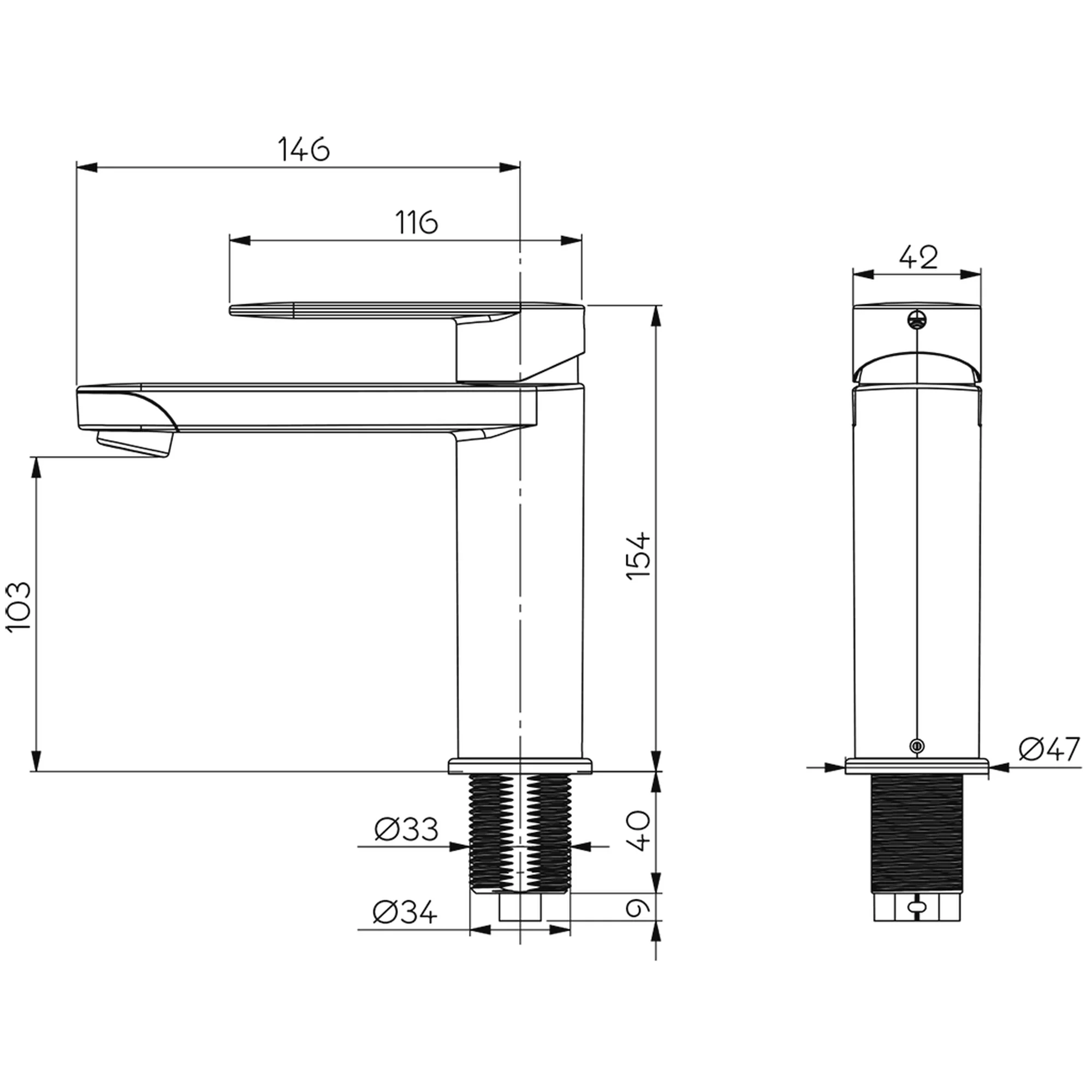Reich Bathroom Tap Chrome with 25cm Uniquick Pipe