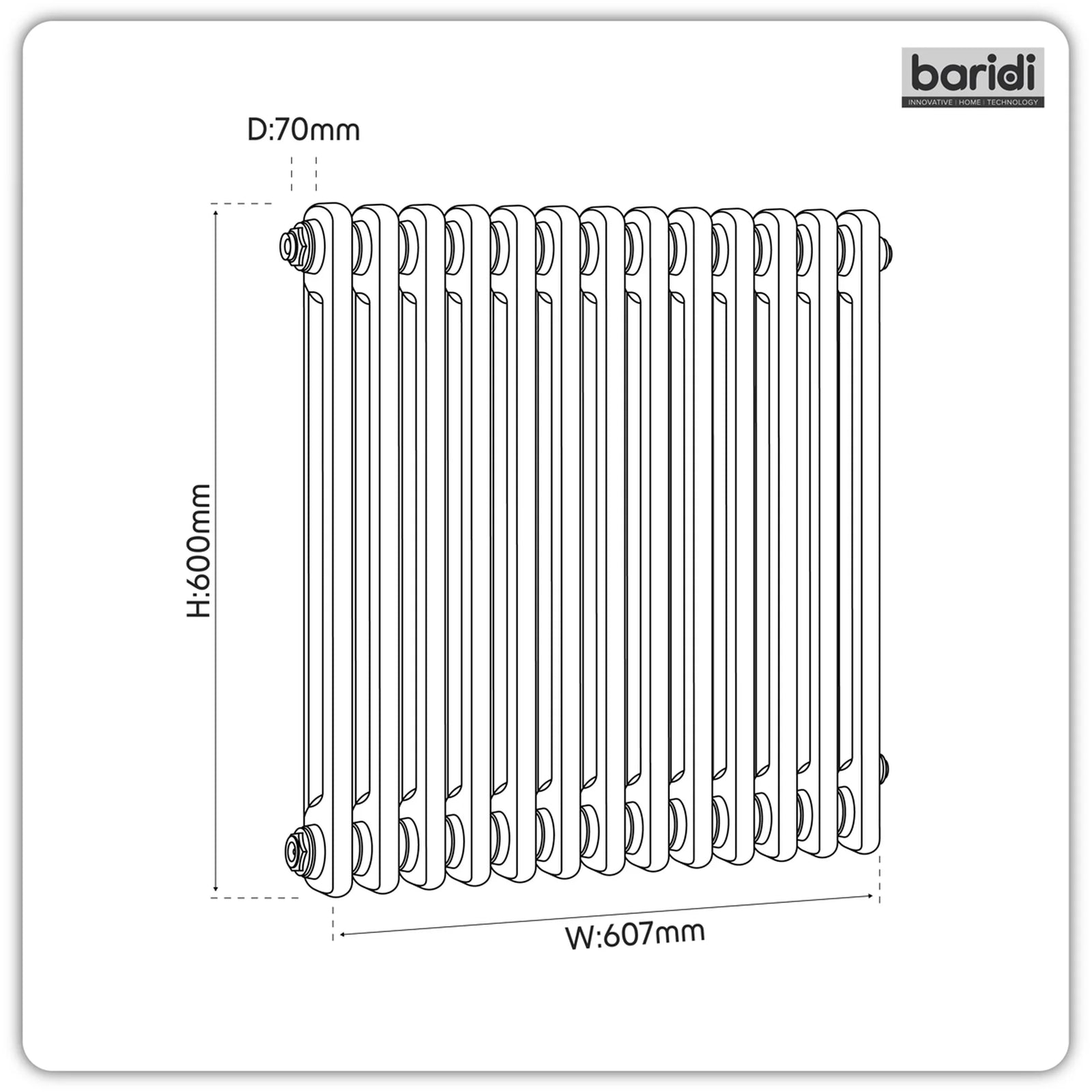 Baridi Horizontal Radiator DH357 600 x 607mm Anthracite
