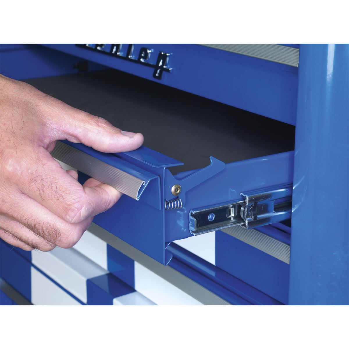 Sealey Rollcab 4 Drawer Retro Style Blue with White Stripes AP28204BWS