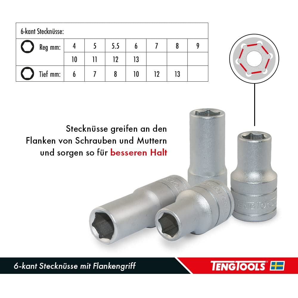 Teng Tools 1/4" Socket Set 6 pt TT1 35 Pieces