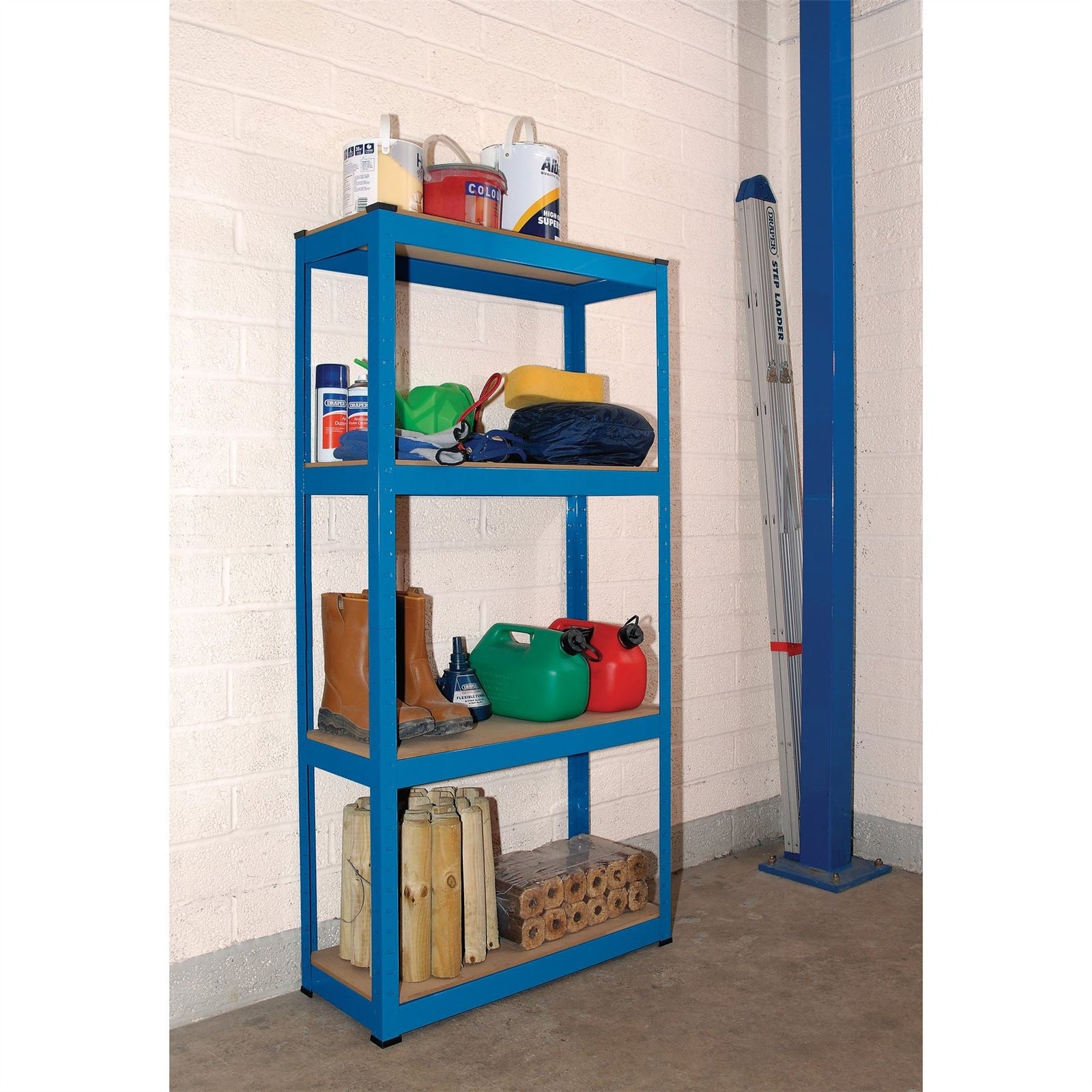 Draper Steel Shelving Unit, 4 Shelves, L760 x W300 x H1520mm 21658