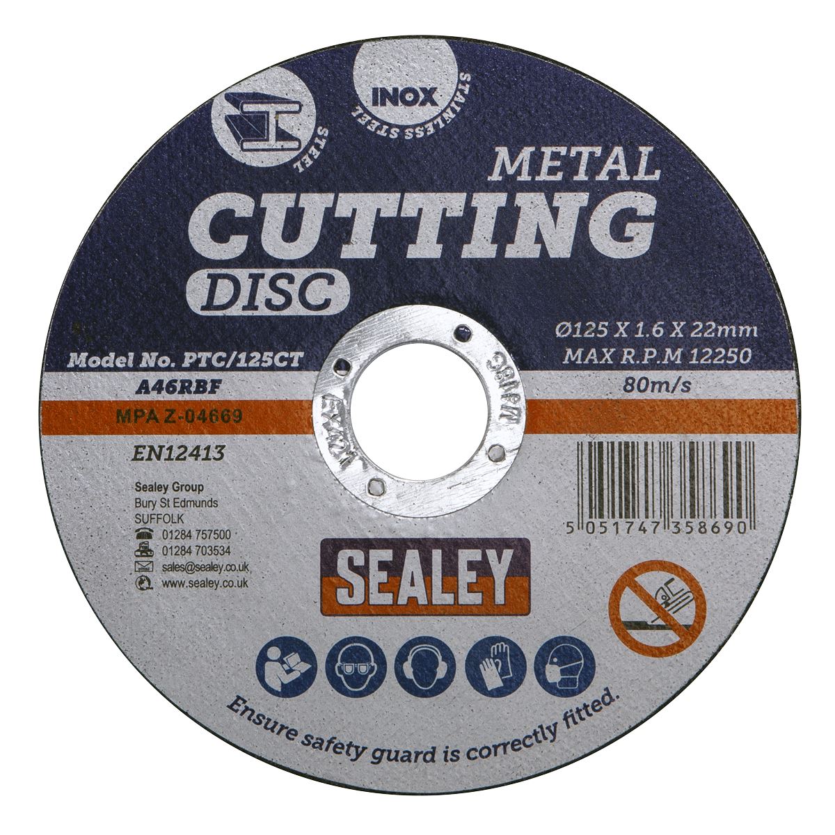 Sealey Cutting Disc125 x 1.6mm 22mm Bore PTC/125CT