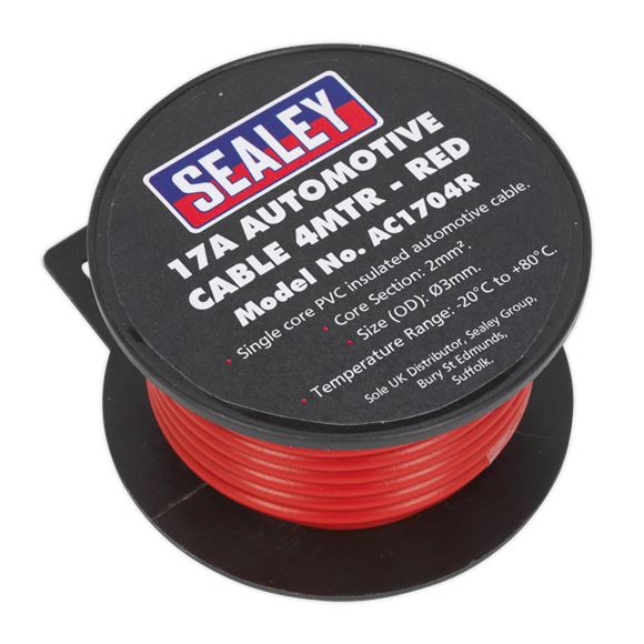 AUTOMOTIVE CABLE THICK WALL 17A 4M RED