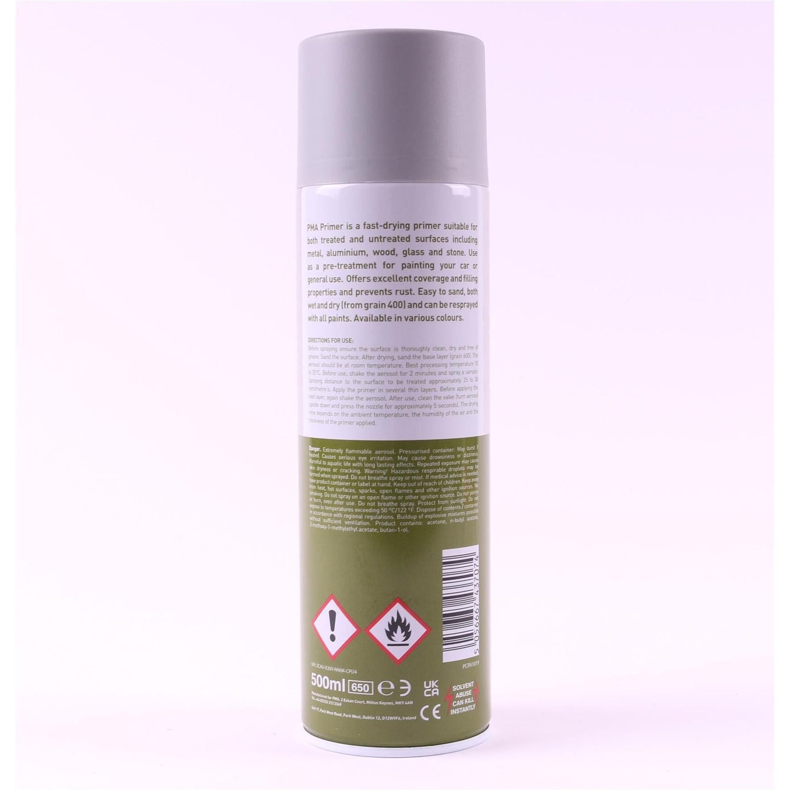 3x High Build Primer - 500ml Spray On Paint - Autotek Grey Aerosol High Coverage