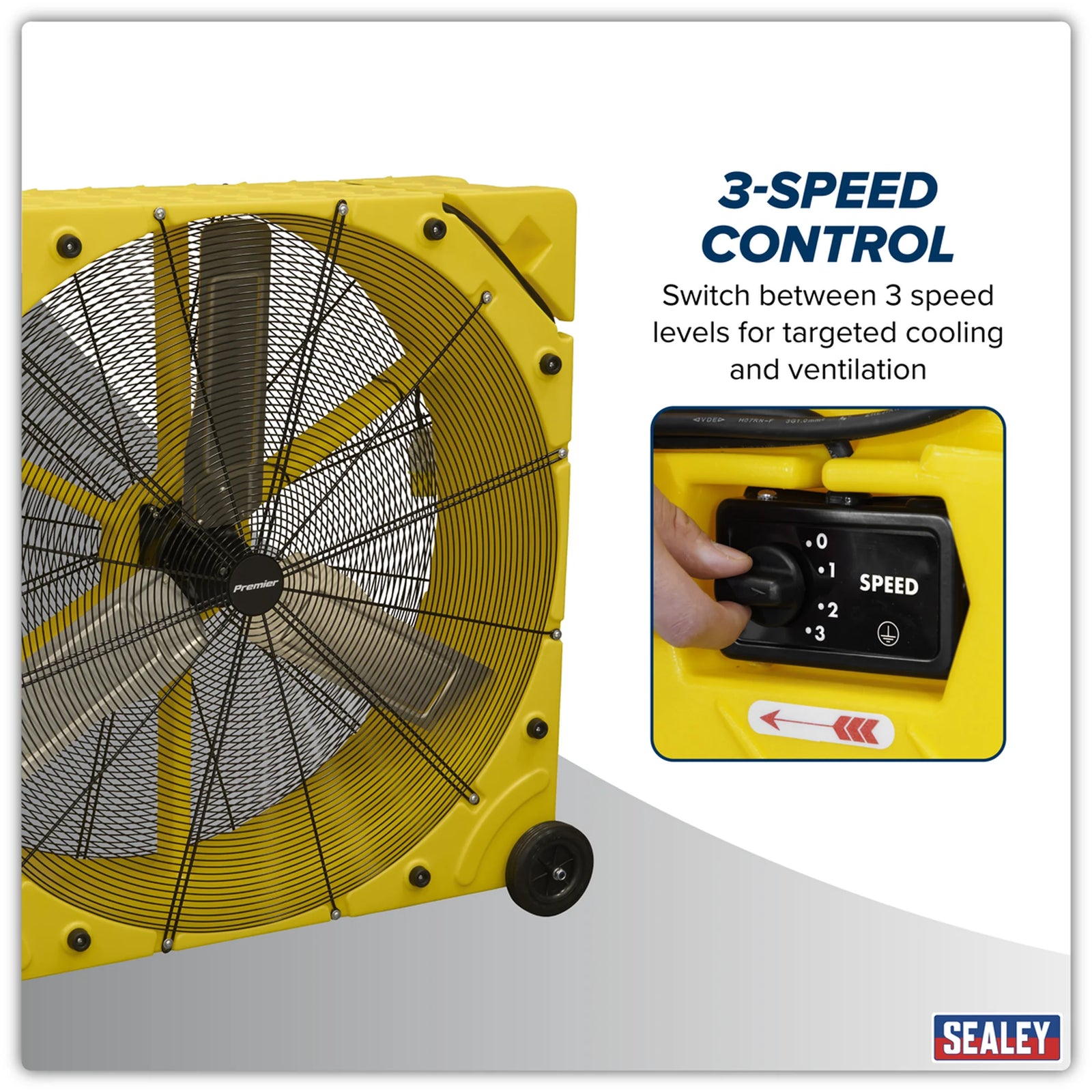 Sealey Premier 42" Industrial High Velocity Drum Fan 275W 3-Speed