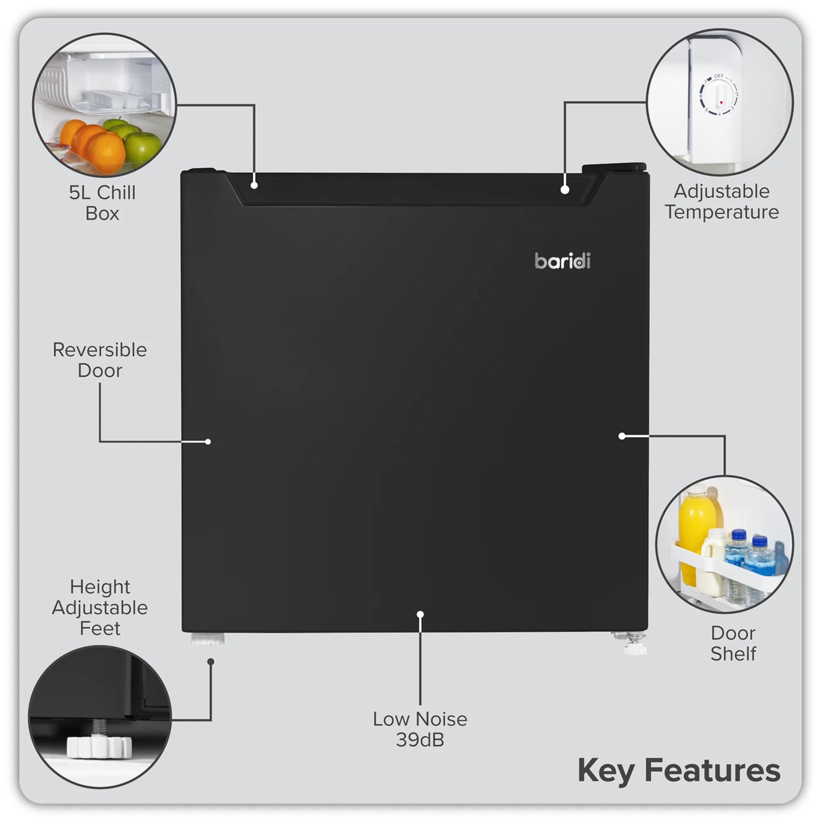 Baridi Tabletop Fridge DH257 46L Capacity with Ice Box