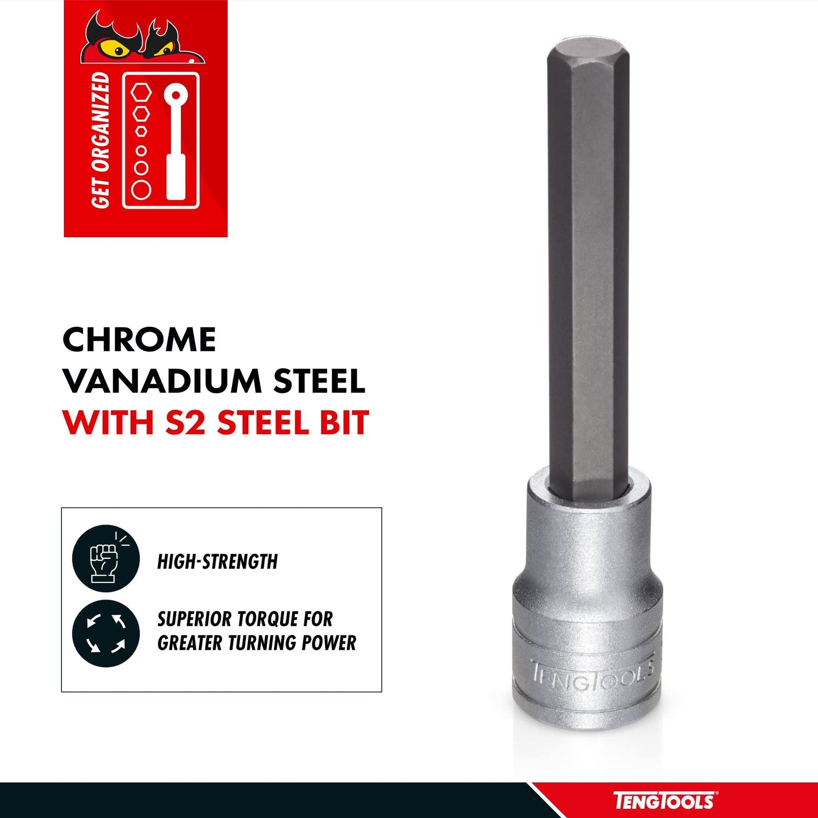 Teng Tools 1/2" Long Hex Bit Socket Metric 10mm