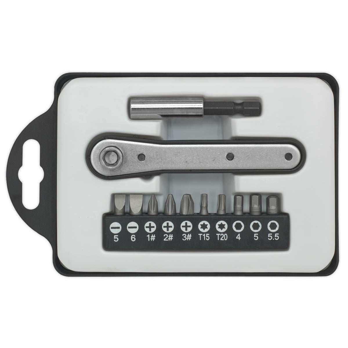 Siegen 12pc Ratchet Driver Bit Set in Case Screwdriver Slotted Phillips Trx Bits