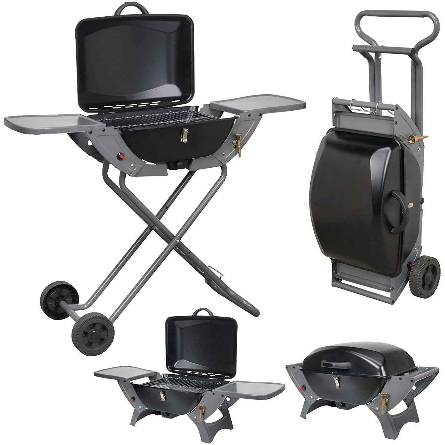 Folding Gas Barbecue Combo Bbq Trolley Portable Camping Table Top Stove V739
