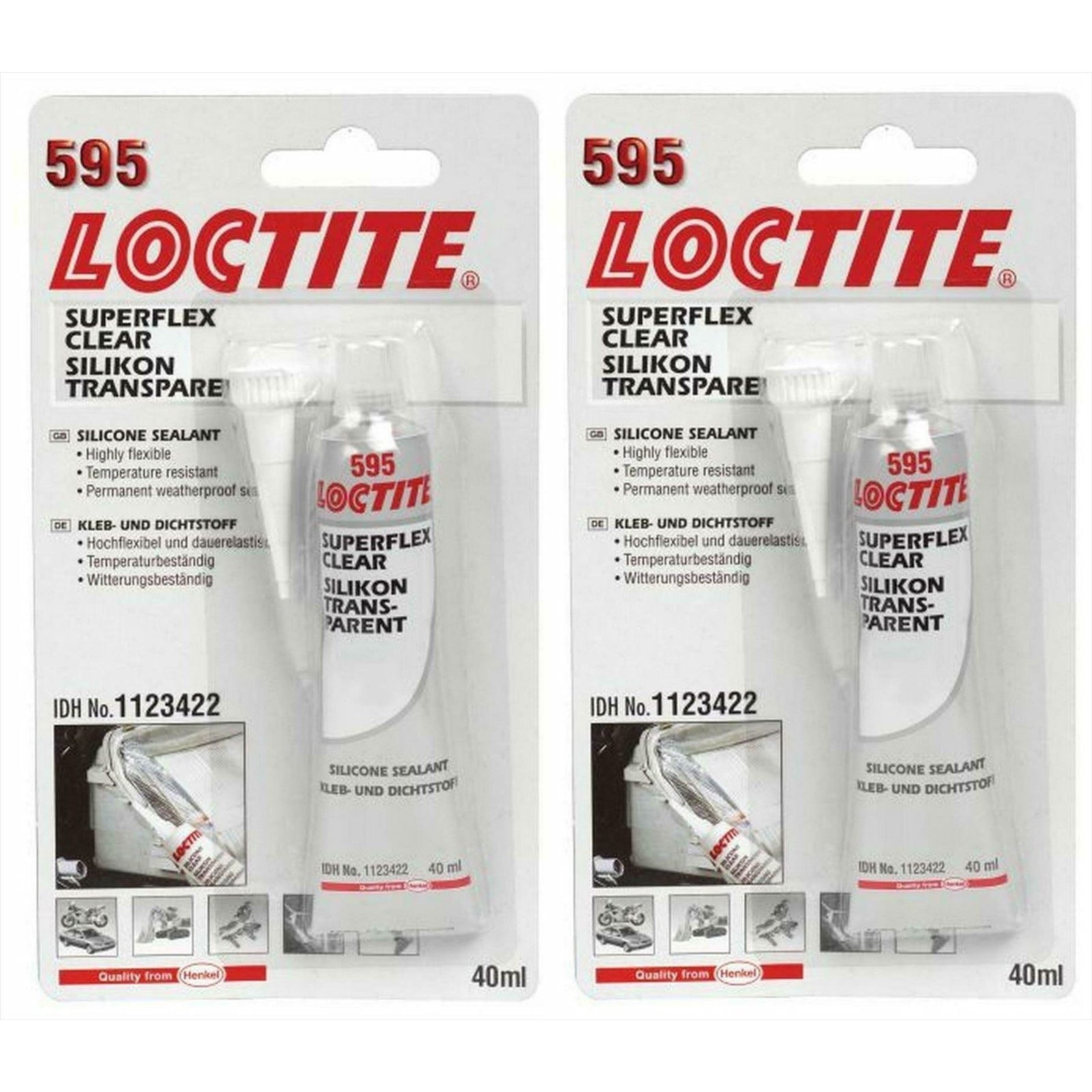2x Loctite 595 Superflex Clear Silicone Headlamp,Headlight & Light Cluster