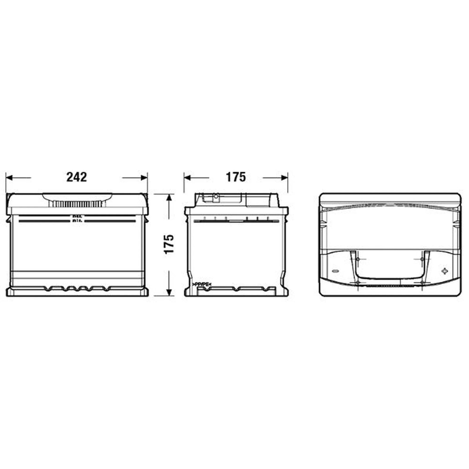 Exide Battery 12V 61Ah 600A EA612