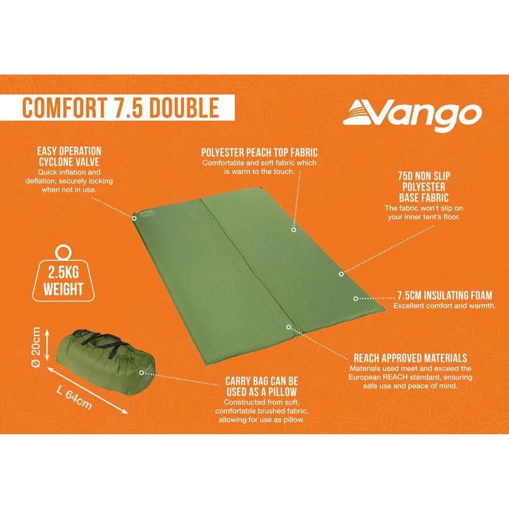 Vango Comfort 7.5 Double 7.5 Double Herbal Self Inflating Sleep Mat