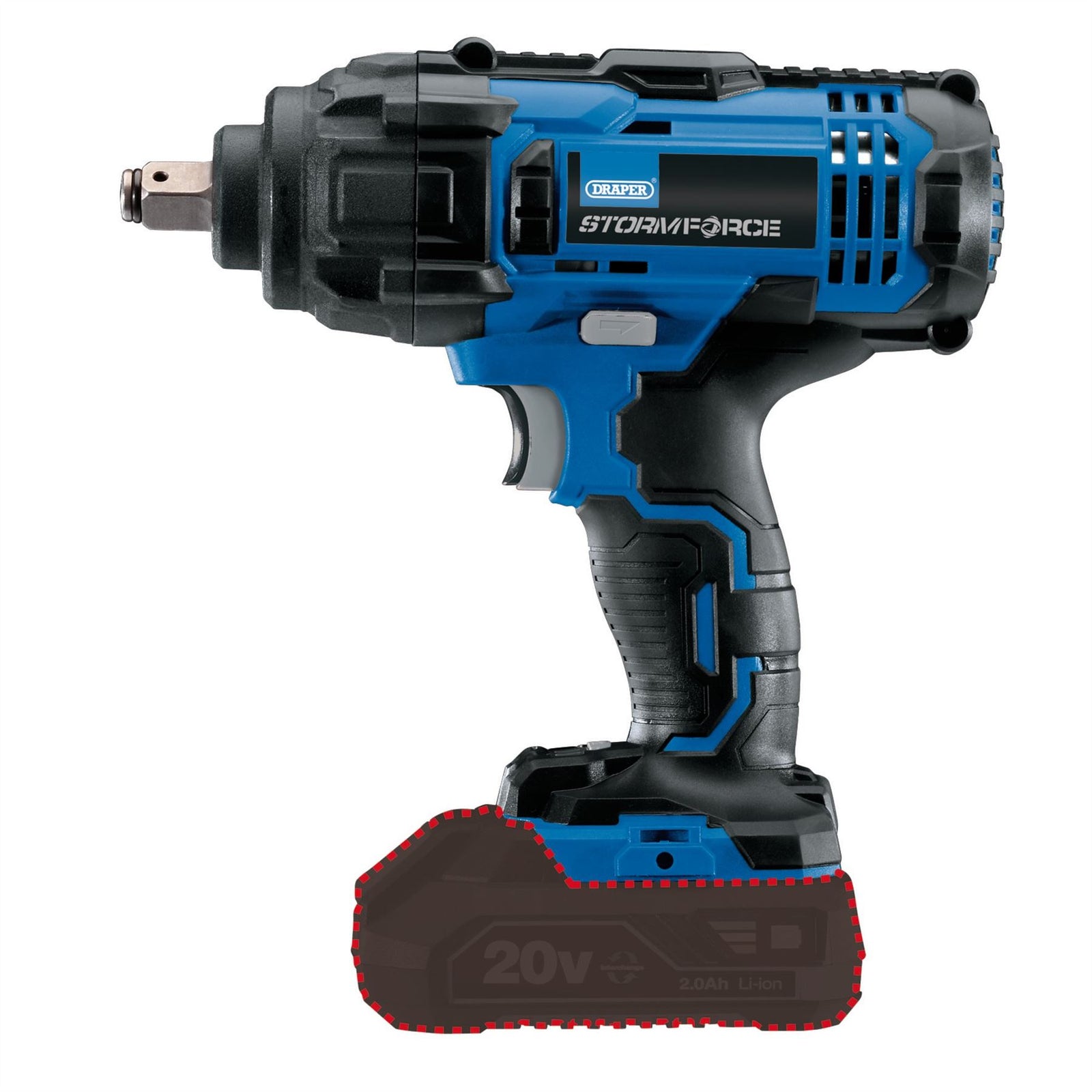 Draper Storm Force 20V Mid-Torque Impact Wrench, 1/2" Sq. Dr., 400Nm (Sold Bare)