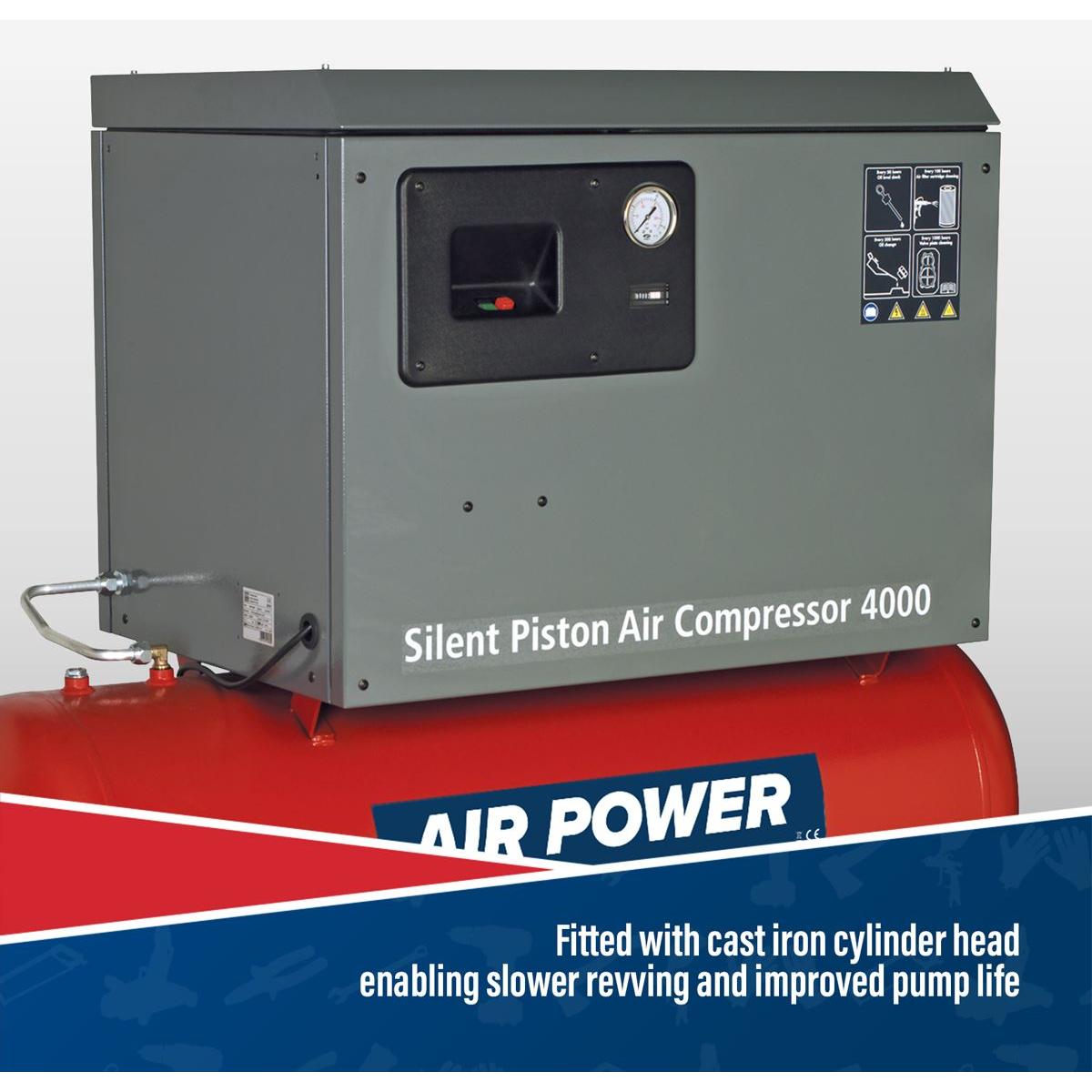 Sealey 200L Low Noise Belt Drive Air Compressor with Cast Cylinders 3hp